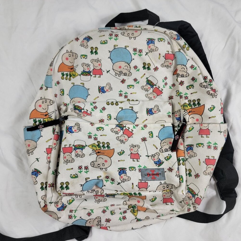 Life Spirit Peppa Pig Kids White Backpack School Casual Travel Cute Cartoon